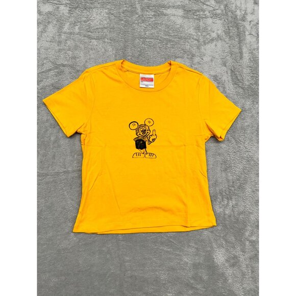 24hr LAUNDRY FU GOLD 70S 80S THROWBACK WOMENS BABYDOLL GOLD T-SHIRT SMALL - Picture 1 of 5